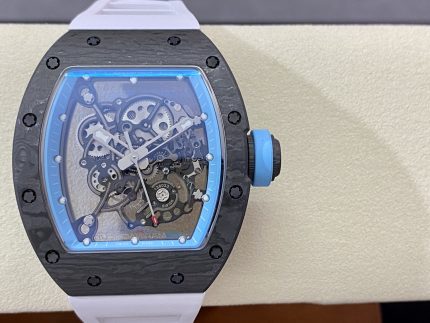 Super Clone Richard Mille RM055 NTPT Carbon Fiber Light Blue Skeleton Dial Super Clone Watch image 2