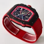 UMI RM 67-02 Sebastien Ogier Black Forged Carbon Red Fabric Strap Super Clone Watch image 3