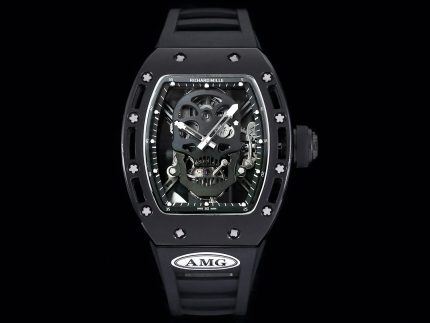 Swiss Richard Mille RM 052 Super Clone Watch – Skeleton Tourbillon, Skull Face, Black Rubber Strap, Quality image 2