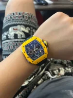 Super Clone Richard Mille RM 65-01 McLaren W1 Yellow Automatic Skeleton Watch image 10
