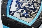 Best Super Clone RICHARD MILLE RM 055 – Swiss Movement Super Clone with Carbon Case & Blue Rubber Strap image 7