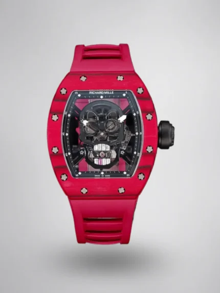 Richard Mille RM 052 Super Clone Red Carbon Case Skull Skeleton Dial Red Rubber Strap Luxury Sports Wristwatch image 1
