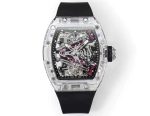 Super Clone Richard Mille RM 38-02 Pink Themed Crystal Skeleton Tourbillon Black Rubber Strap Watch image 3
