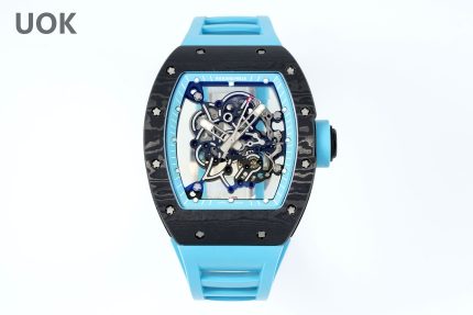 Best Super Clone RICHARD MILLE RM 055 – Swiss Movement Super Clone with Carbon Case & Blue Rubber Strap image 2