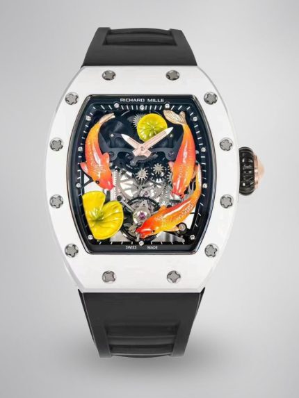 Super Clone Richard Mille RM S10 Koi Tourbillon Watch with Black Rubber Strap image 1