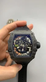 UMI Richard Mille Super Clone RM 35-02 Rafael Nadal Carbon TPT Black Strap RMAL1 Automatic Movement image 2