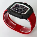 UMI Richard Mille RM 67-02 Extra Flat Italy Carbon TPT Skeleton Red Fabric Strap Super Clone Watch image 3