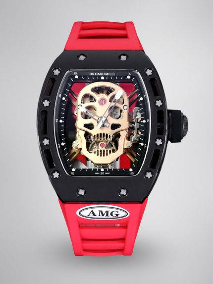 Best Swiss Super Clone RICHARD MILLE RM 52 Watch – Skeleton Tourbillon, Red Strap image 1
