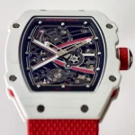UMI RM 67-02 Charles Leclerc Skeleton Dial White Carbon Red Fabric Strap Super Clone Watch image 6