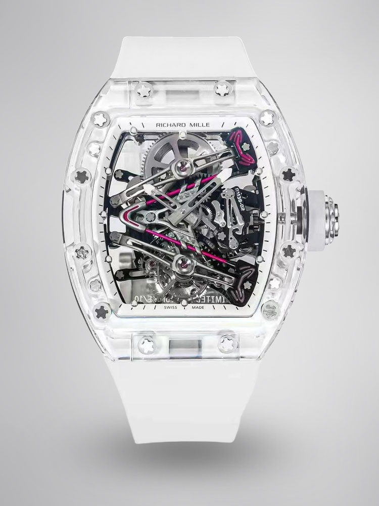Richard Mille RM 38-02 Tourbillon Bubba Watson Pink Skeleton Crystal Transparent Super Clone Super Clone Watch image 1 Richard Mille RM 38-02 Tourbillon Bubba Watson Pink Skeleton Crystal Transparent Super Clone Super Clone Watch image 1