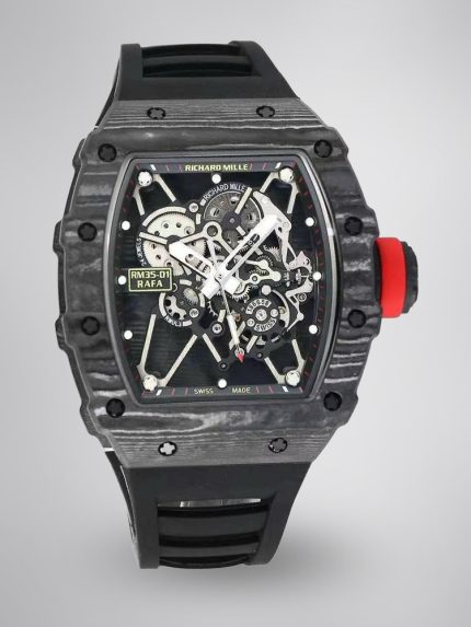 Richard Mille RM 35-01 Rafael Nadal Super Clone Swiss Watch – Skeleton Dial, NTPT Carbon Case, Black Rubber Strap image 1