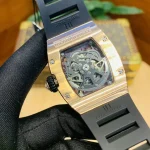 Richard Mille RM 023 Super Clone, Rose Gold Diamond-Set Case Skeleton Dial Black Rubber Strap Luxury Automatic Sports Wristwatch image 6