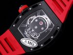 Super Clone Richard Mille RM052 Titanium Skeleton Tourbillon Watch with Red Rubber Strap image 8
