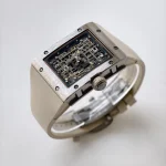 UMI RM 16-02 Extra Flat Brushed Titanium Beige Rubber Strap Super Clone Watch image 4