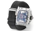 Super Clone Richard Mille RM 38-02 Pink Themed Crystal Skeleton Tourbillon Black Rubber Strap Watch image 8