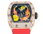 Super Clone Richard Mille RM S10 Koi Tourbillon Watch Rose Gold with Diamond - Red Rubber Strap image 4
