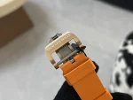 Richard Mille RM 052 Upgraded Tourbillon Movement Skull Rose Gold Super Clone - Orange Rubber Strap image 9