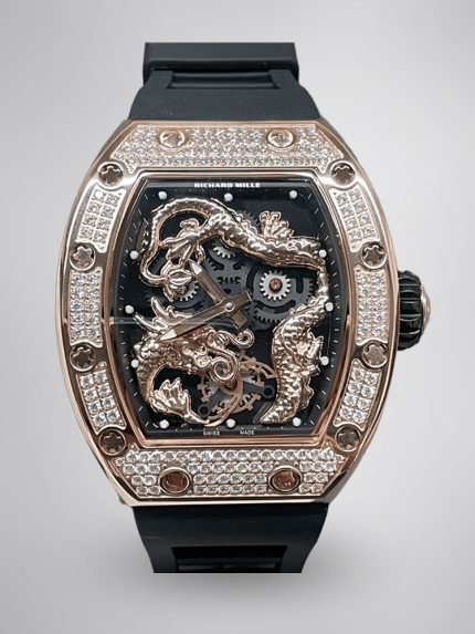 Swiss Richard Mille RM 51-01 Super Clone Tiger And Dragon Michelle Yeoh Watch with Diamond Bezel And Black Rubber Strap image 1