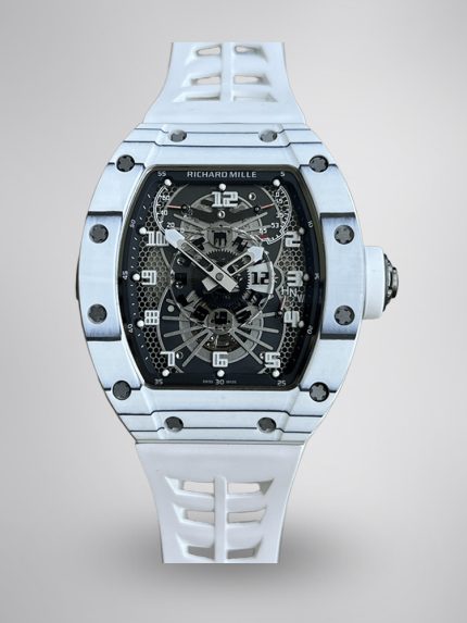 Richard Mille RM 022 Super Clone White Case White Strap Watch For Men – Skeletonized Dial And Carbon Fiber Case image 1