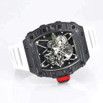 Top Swiss Super Clone Richard Mille RM35-01 – Carbon Fiber Case & White Rubber Strap image 6