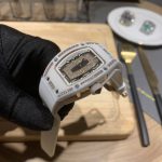 Elegant Swiss Richard Mille RM 07-01 Super Clone White Ceramic & Rose Gold Diamond Dial Watch – Luxury Style For Women image 7