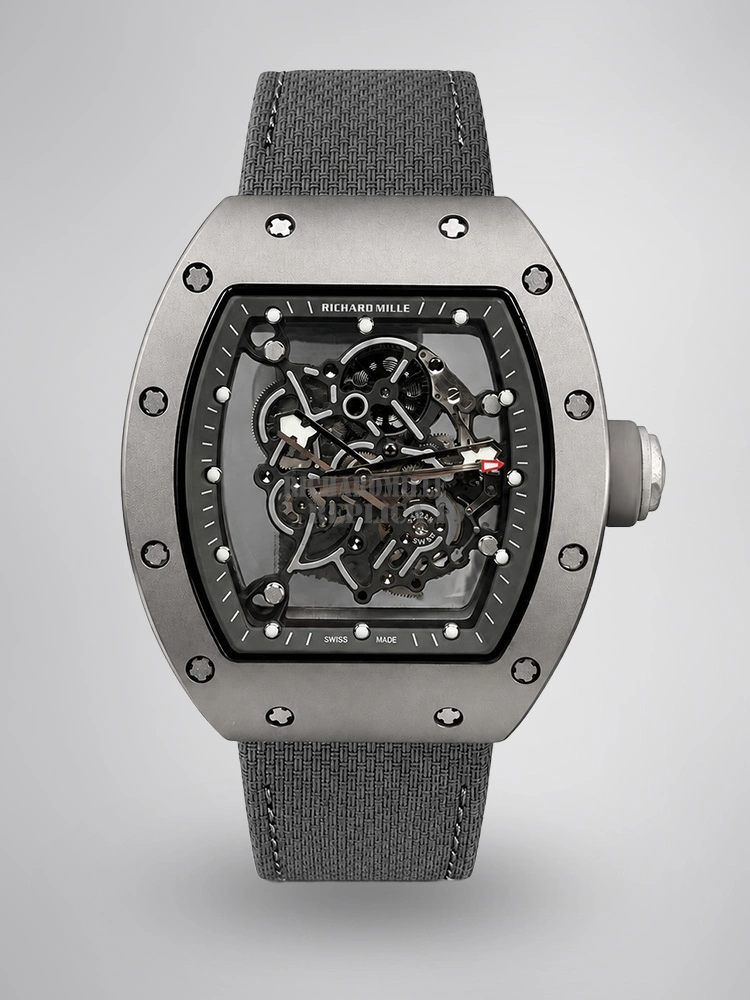 Richard Mille RM055 Bubba Watson Super Clone Titanium Skeleton Dial Gray Nylon Strap image 1 Richard Mille RM055 Bubba Watson Super Clone Titanium Skeleton Dial Gray Nylon Strap image 1