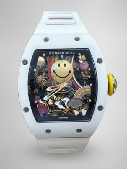 Best Richard Mille RM 88 Smiley Super Clone Swiss Automatic Tourbillon Watch with White Rubber Strap image 1