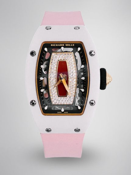 Richard Mille RM 07-01 Ladies Swiss Super Clone Watch – Pink Ceramic Skeleton Diamond Dial image 1