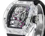 Super Clone Richard Mille RM 38-02 Pink Themed Crystal Skeleton Tourbillon Black Rubber Strap Watch image 5