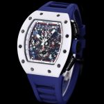 Luxury Super Clone Richard Mille RM 011-FM Watch – White Ceramic Case, Skeleton Dial, Blue Rubber Strap image 5