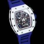 Luxury Super Clone Richard Mille RM 011-FM Watch – White Ceramic Case, Skeleton Dial, Blue Rubber Strap image 6