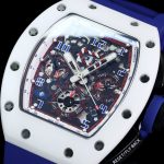 Luxury Super Clone Richard Mille RM 011-FM Watch – White Ceramic Case, Skeleton Dial, Blue Rubber Strap image 7
