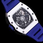 Luxury Super Clone Richard Mille RM 011-FM Watch – White Ceramic Case, Skeleton Dial, Blue Rubber Strap image 9