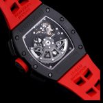 Luxury Men’s Richard Mille RM 011 Super Clone Watch, Black Ceramic Case, Red Rubber Strap image 10