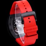 Luxury Men’s Richard Mille RM 011 Super Clone Watch, Black Ceramic Case, Red Rubber Strap image 11
