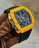 Super Clone Richard Mille RM 65-01 McLaren W1 Yellow Automatic Skeleton Watch image 7