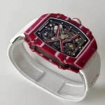 UMI Richard Mille RM 67-02 Mutaz Barshim Burgundy Red & White Quartz TPT Carbon White Strap Super Clone Watch image 3