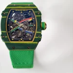 UMI RM 67-02 Van Niekerk Green Carbon Yellow Bezel Green Fabric Strap Super Clone Watch image 5