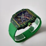 UMI RM 67-02 Van Niekerk Green Carbon Yellow Bezel Green Fabric Strap Super Clone Watch image 4