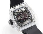 Super Clone Richard Mille RM 38-02 Pink Themed Crystal Skeleton Tourbillon Black Rubber Strap Watch image 7