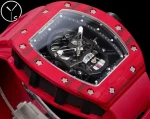 Richard Mille RM 052 Super Clone Red Carbon Case Skull Skeleton Dial Red Rubber Strap Luxury Sports Wristwatch image 8