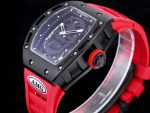 Super Clone Richard Mille RM052 Titanium Skeleton Tourbillon Watch with Red Rubber Strap image 6
