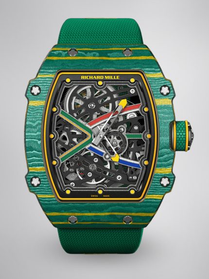 Best Super Clone Richard Mille RM 67-02 Skeleton Dial Watch With Green Fabric Strap image 1