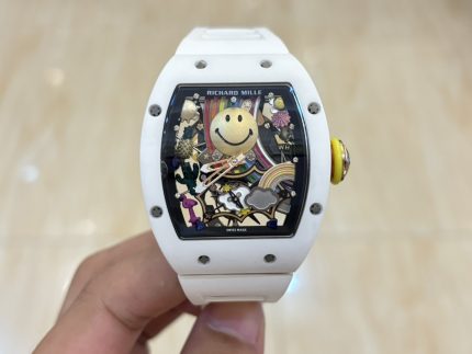 Best Richard Mille RM 88 Smiley Super Clone Swiss Automatic Tourbillon Watch with White Rubber Strap image 2