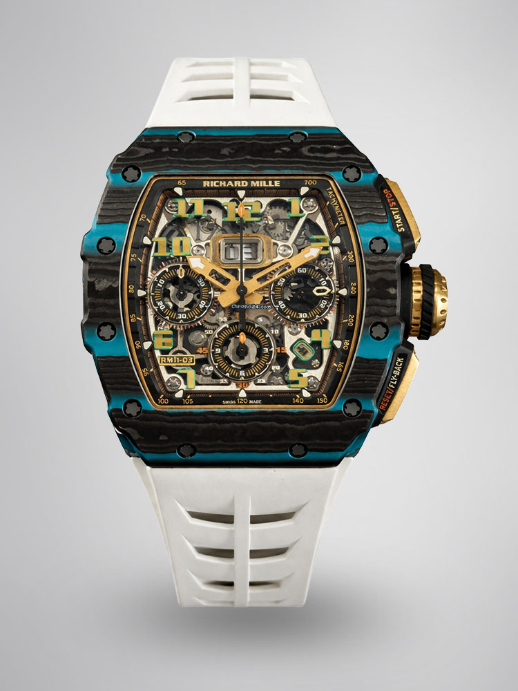 Richard Mille RM 11-03 Ultimate Edition Turquoise Quartz TPT Carbon Super Clone Flyback Chrono Super Clone 50x40mm image 1 Richard Mille RM 11-03 Ultimate Edition Turquoise Quartz TPT Carbon Super Clone Flyback Chrono Super Clone 50x40mm image 1