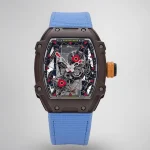 Richard Mille RM 27-04 Super Clone, Brown Carbon Case Skeleton Grid Dial Blue Nylon Strap Luxury Sports Wristwatch image 1