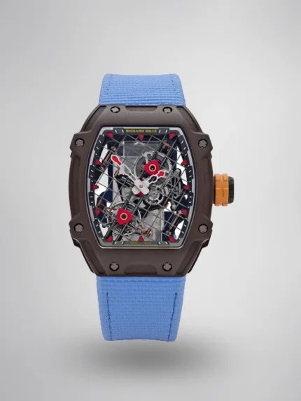 Richard Mille RM 27-04 Super Clone, Brown Carbon Case Skeleton Grid Dial Blue Nylon Strap Luxury Sports Wristwatch image 1
