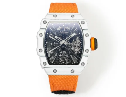 Richard Mille RM 12-01 Tourbillon Super Clone - White Carbon Fiber Orange Strap image 2