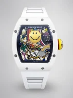 Richard Mille RM 88 Smiley Automatic Tourbillon Best Swiss Super Clone – 39mm White Ceramic Blue Strap image 12