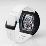 Best Super Clone RICHARD MILLE RM 055 Skeleton Watch - Swiss Movement Super Clone, Carbon Fiber Case, Sporty White Rubber Strap image 9